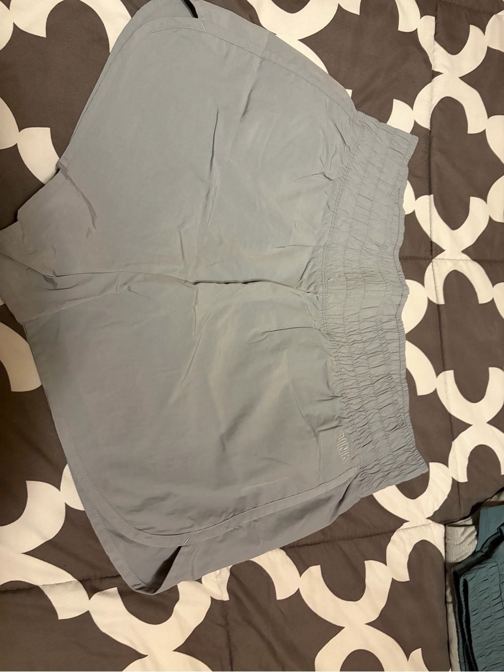 PINK Victoria's Secret Light Gray Smocked-Waist Athletic Shorts